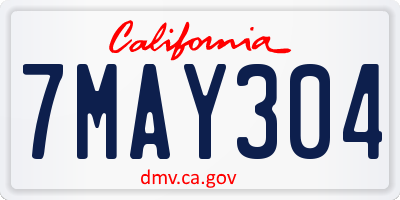 CA license plate 7MAY304