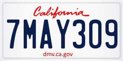 CA license plate 7MAY309