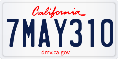 CA license plate 7MAY310