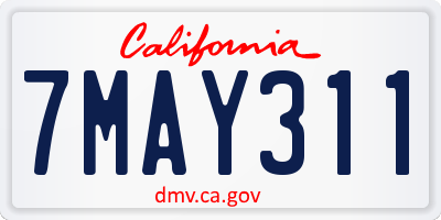 CA license plate 7MAY311