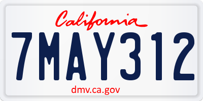 CA license plate 7MAY312