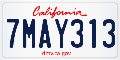 CA license plate 7MAY313