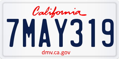 CA license plate 7MAY319