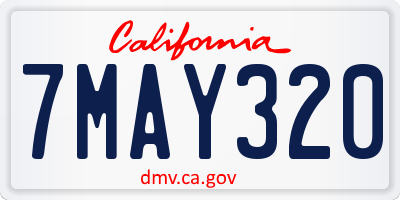 CA license plate 7MAY320