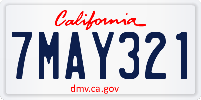 CA license plate 7MAY321