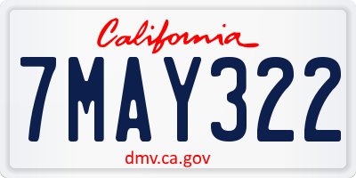 CA license plate 7MAY322
