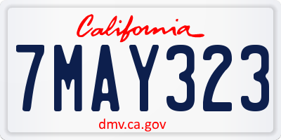 CA license plate 7MAY323