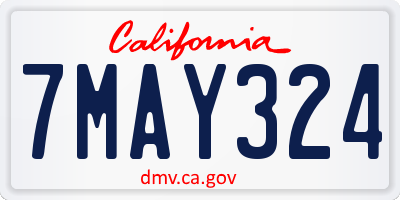 CA license plate 7MAY324