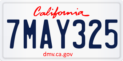 CA license plate 7MAY325