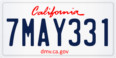 CA license plate 7MAY331