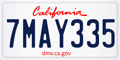 CA license plate 7MAY335