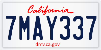 CA license plate 7MAY337