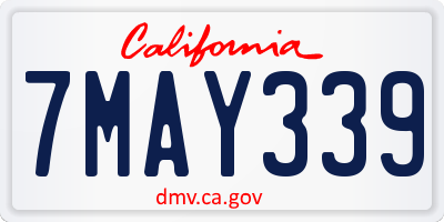 CA license plate 7MAY339