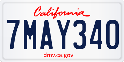 CA license plate 7MAY340