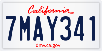 CA license plate 7MAY341