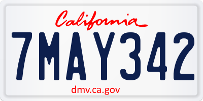 CA license plate 7MAY342