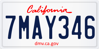 CA license plate 7MAY346