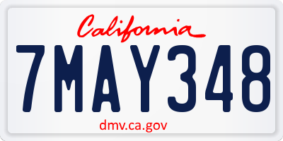 CA license plate 7MAY348
