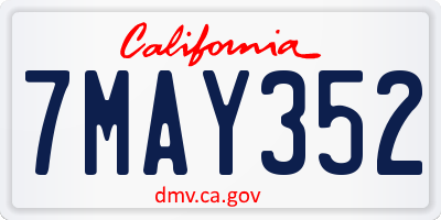 CA license plate 7MAY352