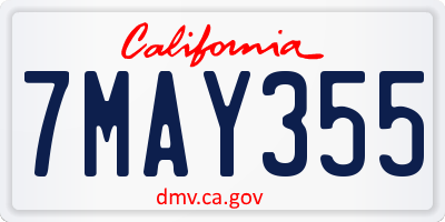 CA license plate 7MAY355