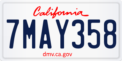 CA license plate 7MAY358
