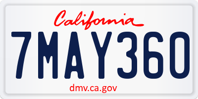 CA license plate 7MAY360