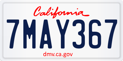 CA license plate 7MAY367
