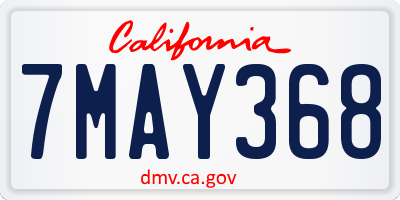 CA license plate 7MAY368