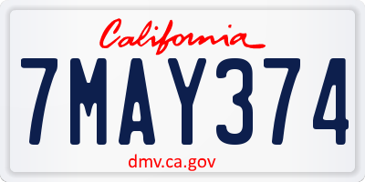 CA license plate 7MAY374