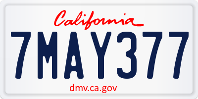 CA license plate 7MAY377