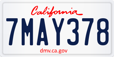 CA license plate 7MAY378