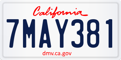 CA license plate 7MAY381