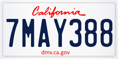 CA license plate 7MAY388