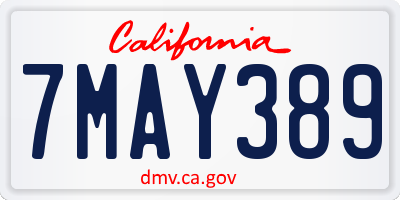 CA license plate 7MAY389