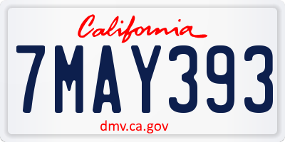 CA license plate 7MAY393