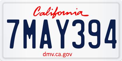 CA license plate 7MAY394