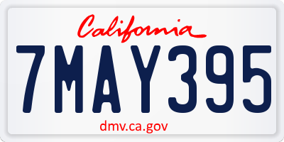 CA license plate 7MAY395