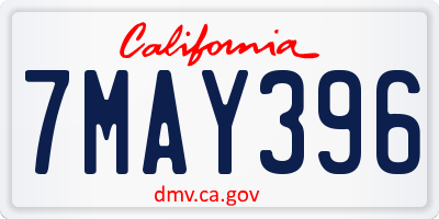 CA license plate 7MAY396