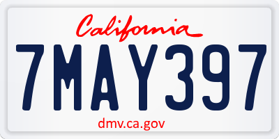 CA license plate 7MAY397