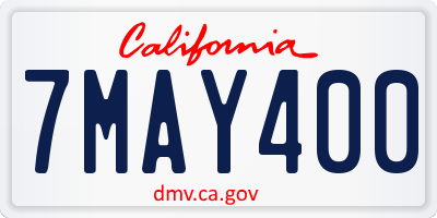 CA license plate 7MAY400
