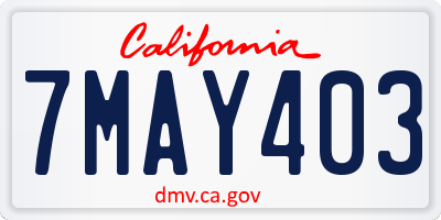 CA license plate 7MAY403