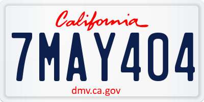 CA license plate 7MAY404