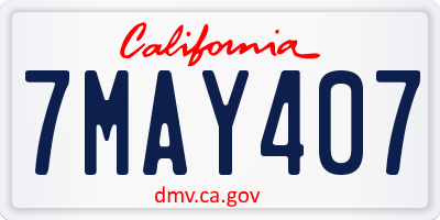 CA license plate 7MAY407