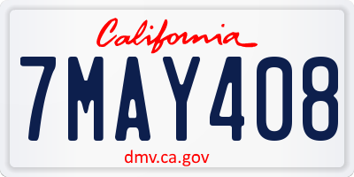 CA license plate 7MAY408
