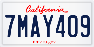 CA license plate 7MAY409
