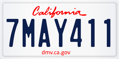 CA license plate 7MAY411