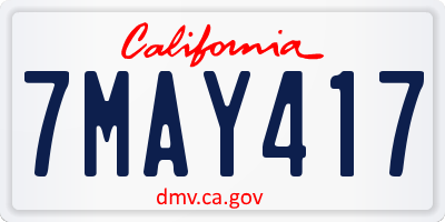 CA license plate 7MAY417