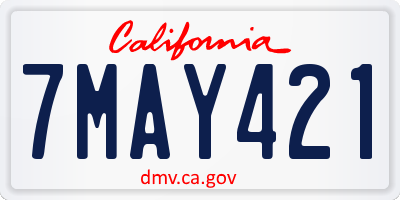 CA license plate 7MAY421