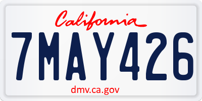 CA license plate 7MAY426