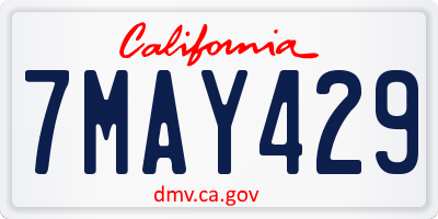 CA license plate 7MAY429